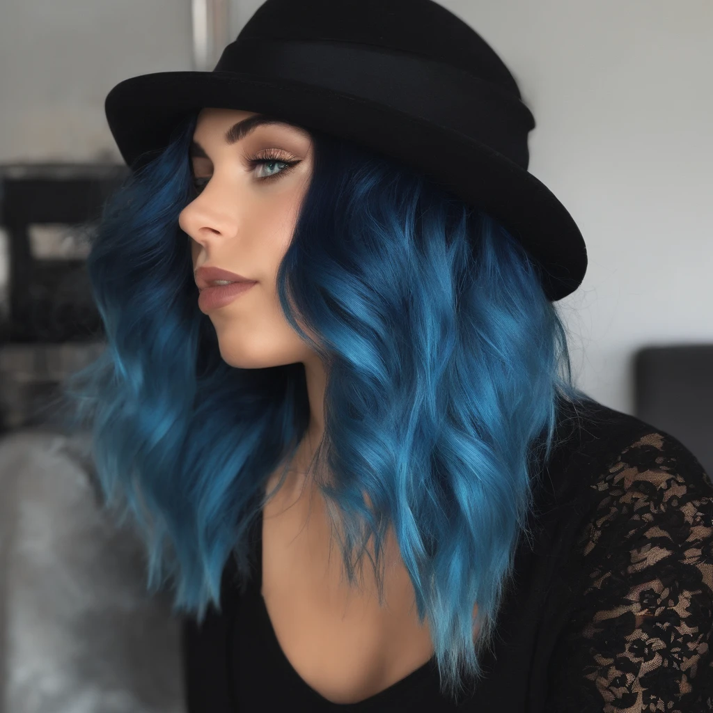 Cooles girl modern mit blauen haaren