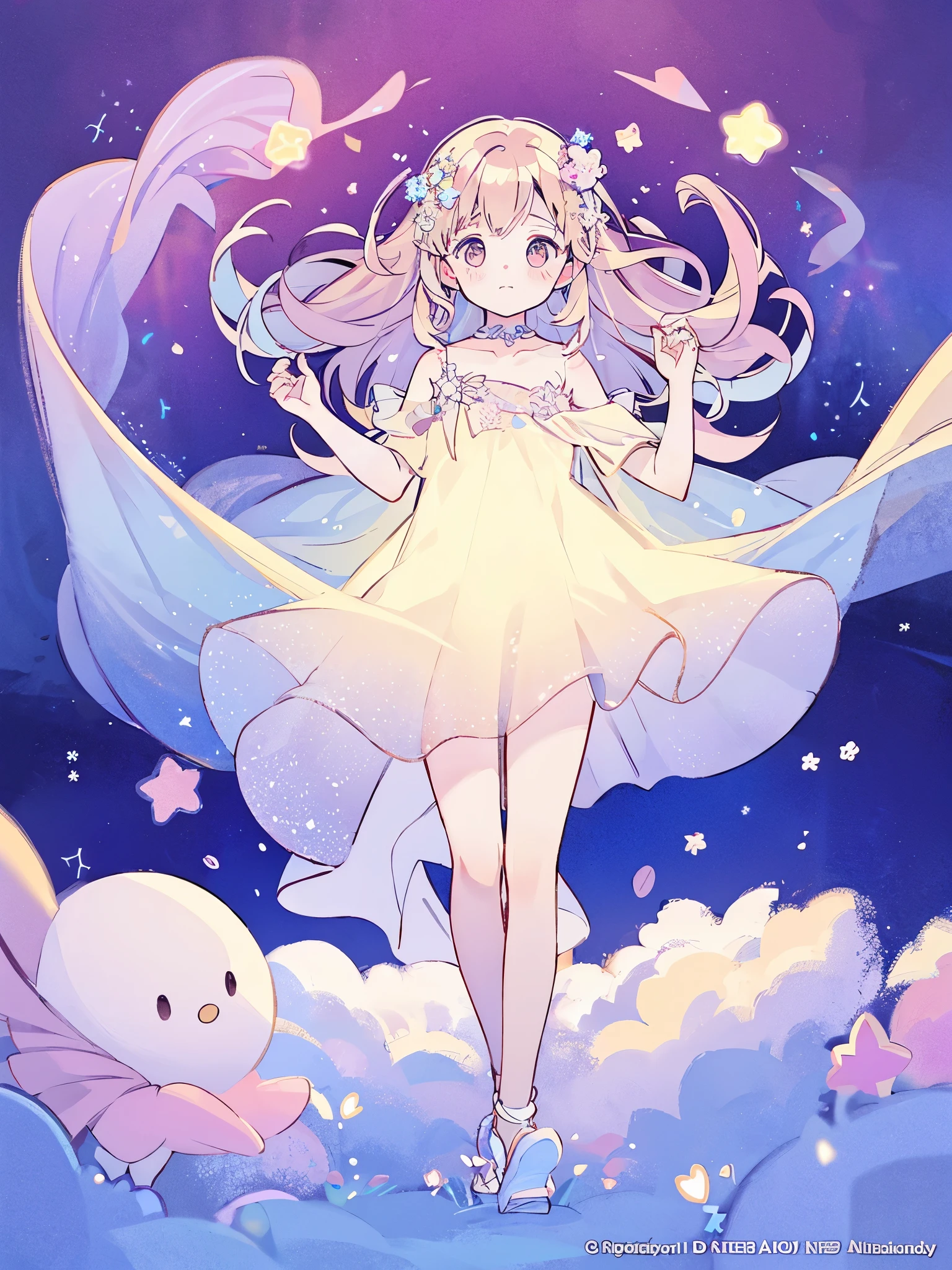 complex background, wishing star background, a woman wearing an ethereal mystical pink translucent dress that reflects the stars, perfume promo art, mystic, complex drawing, highly detailed, Covergirl brand, promo art, artistic rendition, ethereal, starry night, midjourney style