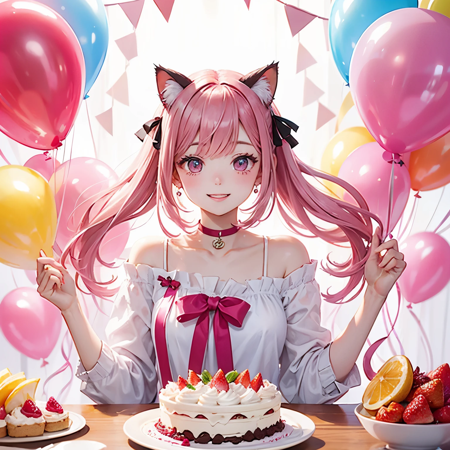 waifu with birthday cake in hand