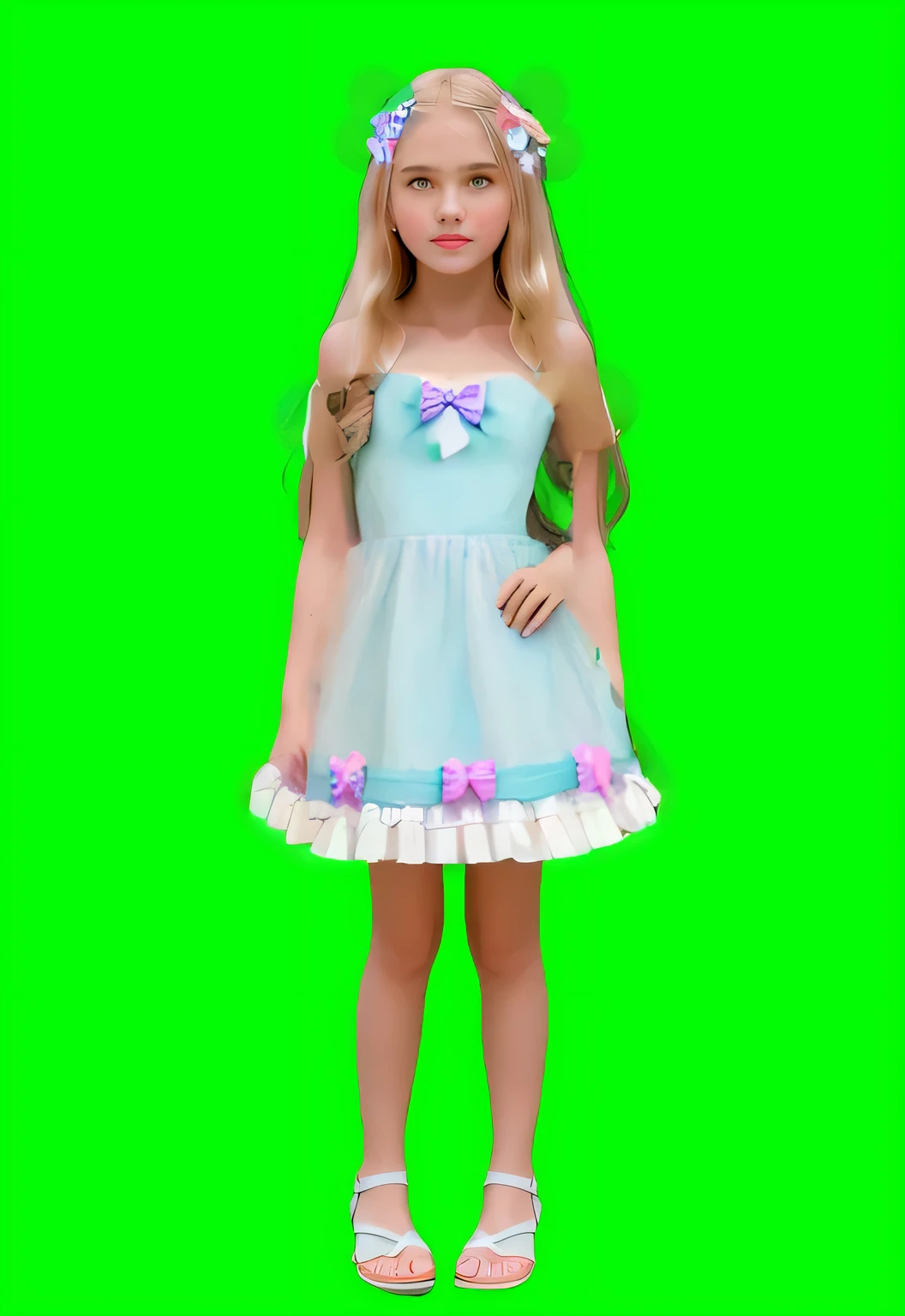 hermoso vestido colorido de idol, bows in hair