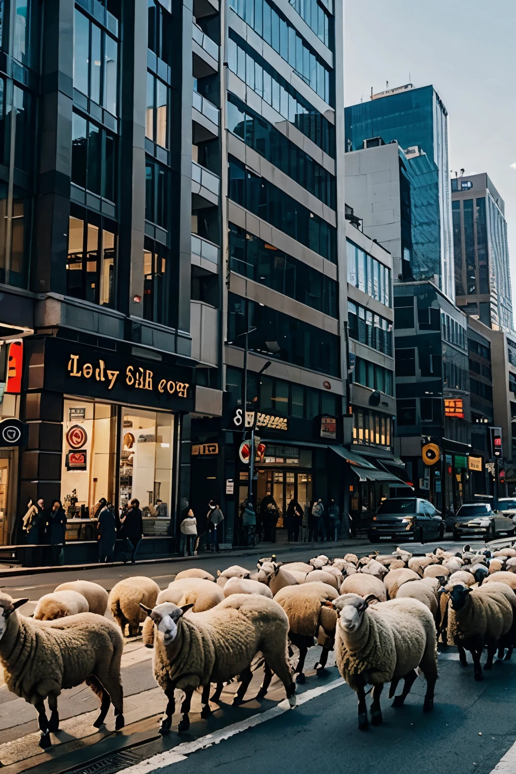 city with several sheep