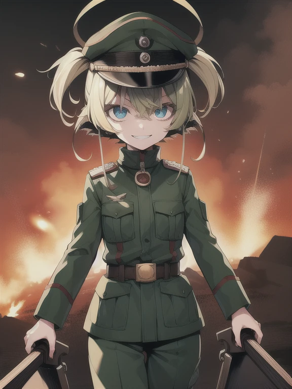 1girl, short hair, blonde hair, blue eyes, military uniform, sky,
flying, sky, military, group of soldiers, observation, flying in the sky, military personnel, aerial view,
battle in progress, Tanya, sky observation, chaos, explosions, smoke, ground battle, gunfire exchange, Imperial forces, Entente Alliance, soldiers running, artillery fire, chaotic scene, danger, deafening explosions, obscured visibility, war scene
<lora:tanya2:1>