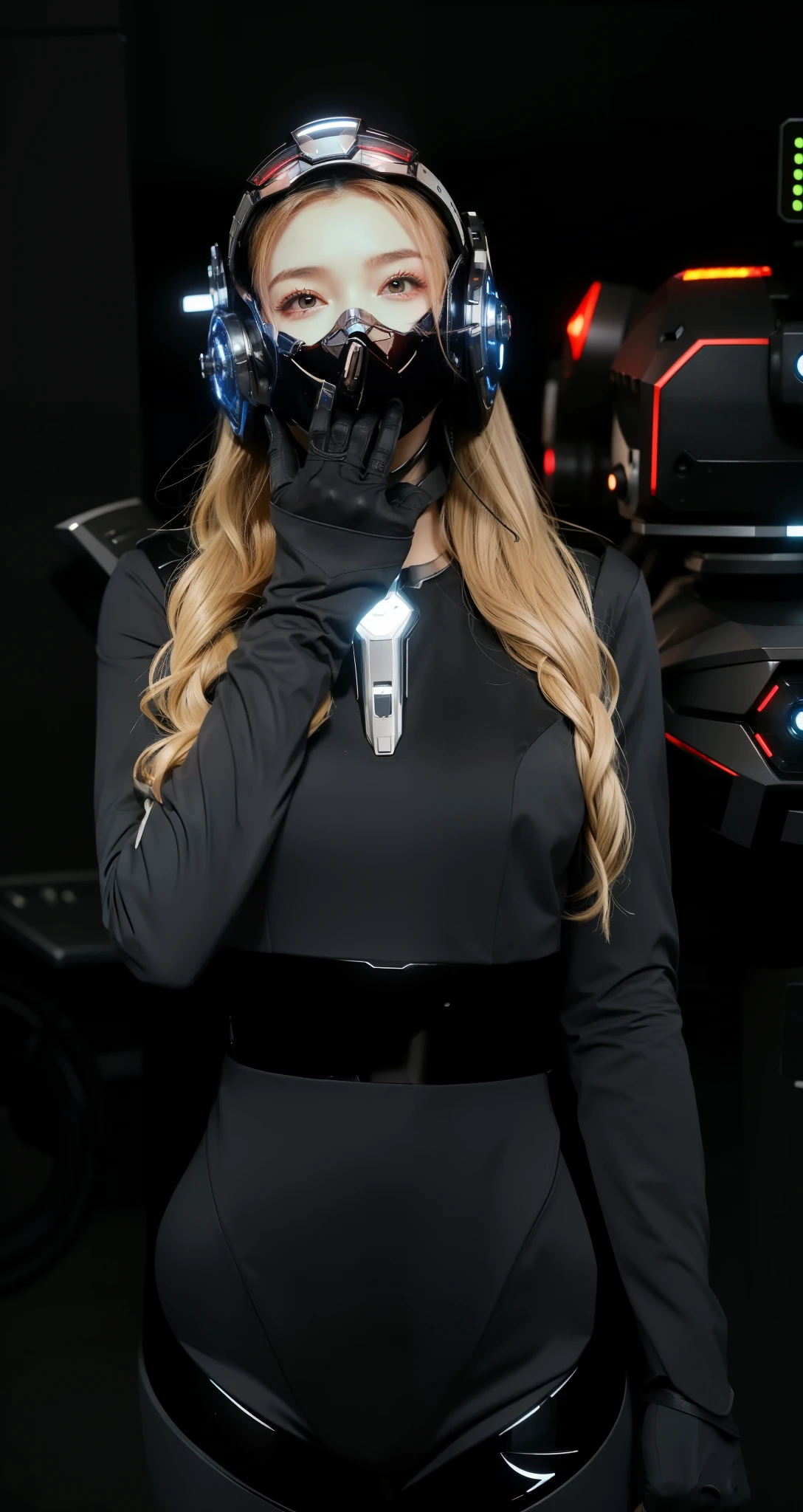 Futuristic high-tech style,best quality,Fairy Skin,(every time :1.2),eternal,Ultra Detailed,Practical,high quality,film lighting,Ray Tracing,Ultra HD,Upper part of the body, Future Iron Man Mech,Filming,Battery,Transmitter,Large caliber artillery,Roseland 8k,Mech Cyber Armored Vehicle Girl,Wearing a cyberpunk technology helmet,Warframe Helmet,There is a breathing light on the body,The armor of the future shines,Armed Cannon,High-tech armor,High-tech face shields,Wear a mechanical mask,Black gloves,Five fingers stretched out