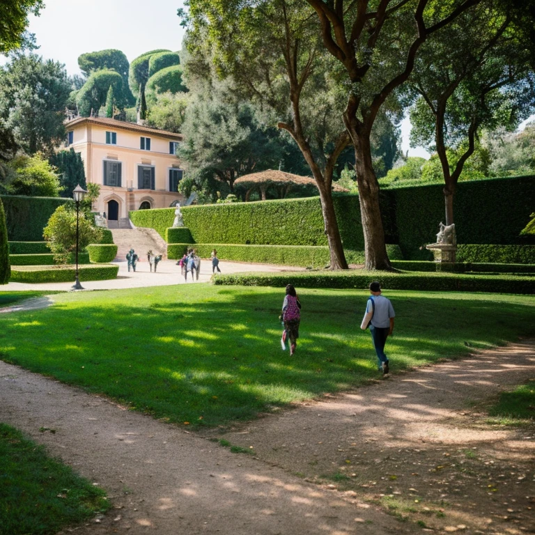“Villa Coeli Museum Park in Rome” Prompt: “People strolling in the Villa Ceri Museum Park々”
