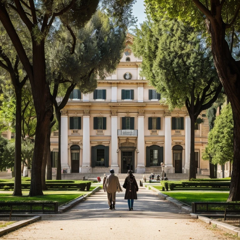 “Villa Scalabrini Museum Park in Rome” Prompt: “People strolling in the Villa Scalabrini Museum Park々”