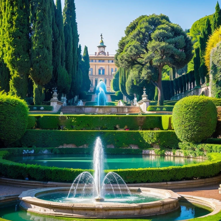 “Fountain in the Villa d'Este Park in Rome” prompt: “Beautiful fountain in Villa d'Este Park”
