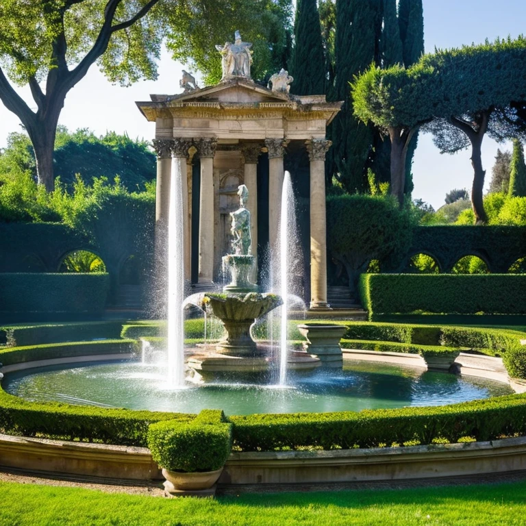 “Fountain in the Villa Doria Pamphili Gardens in Rome” prompt: “Beautiful fountain in the Villa Doria Pamphili park”