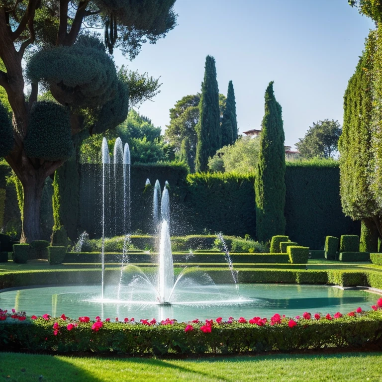 “Fountain in the Villa Bonaparte Park in Rome” prompt: “Beautiful fountain in the Villa Bonaparte Park”