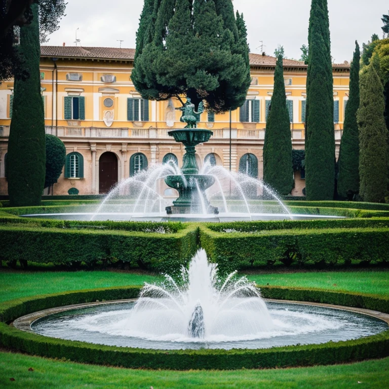 “Fountain in the Villa Medici Park in Rome” prompt: “Beautiful fountain in the Villa Medici Park”
