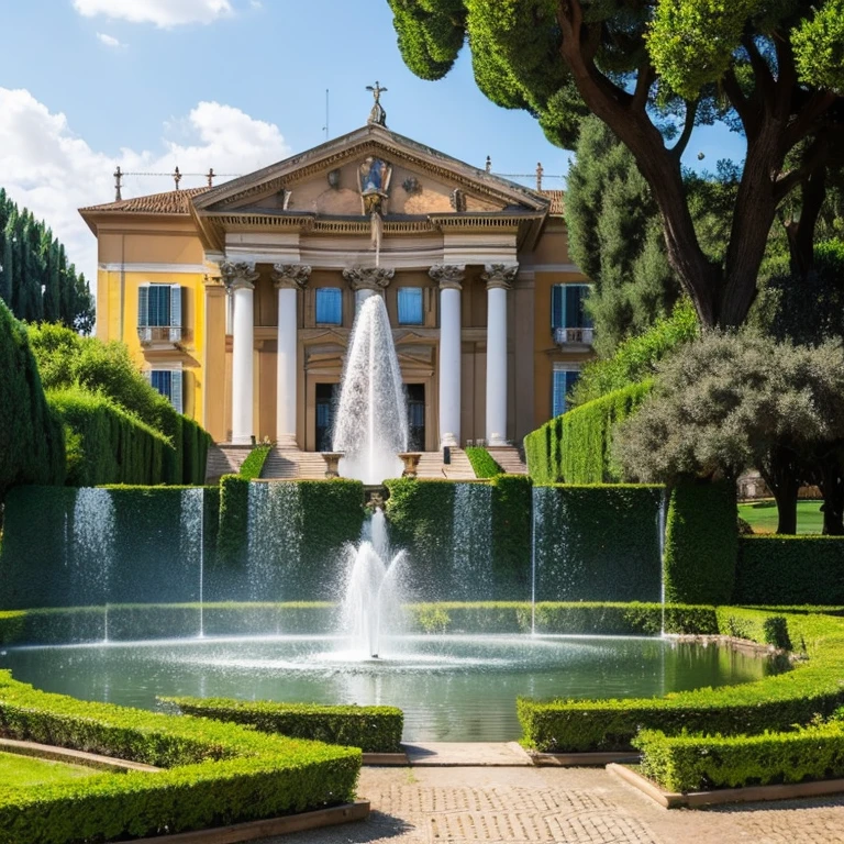 “Fountain in the Villa Torlonia Museum Park in Rome” Prompt: “Beautiful fountain in Villa Torlonia Museum Park”