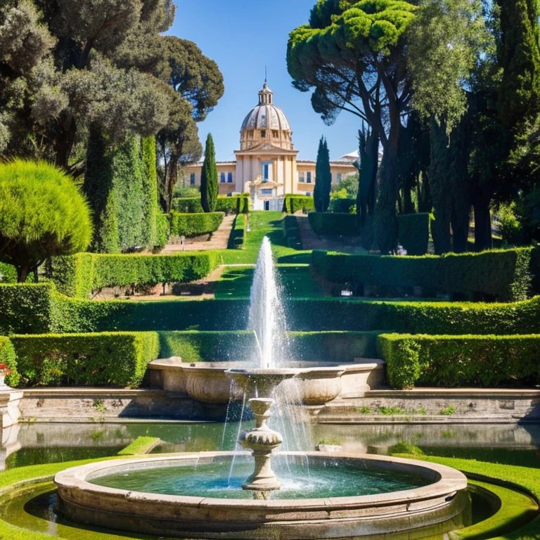 “Fountain in the Villa Coeli Museum Park in Rome” prompt: “Beautiful fountain in the Villa Ceri Museum Park”