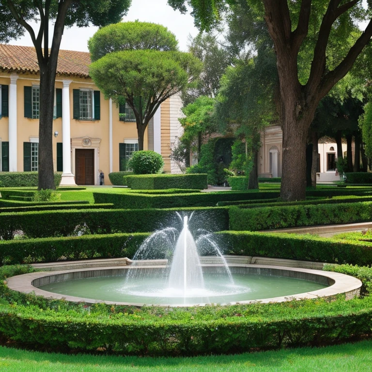 &quot;Fountain in the Bertani Museum Park&quot; prompt: “Beautiful fountain in the Villa Bertani Museum Park”
