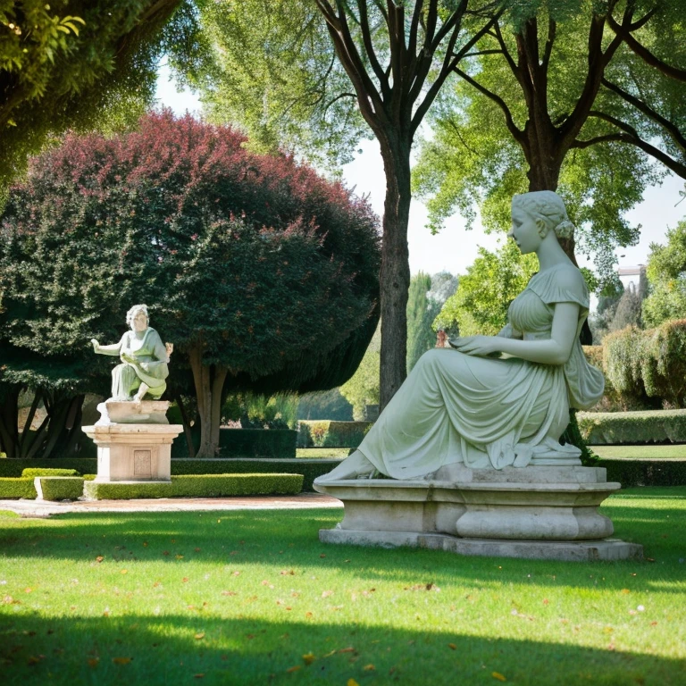 “Sculptures in the Villa Torlonia Park in Rome” Prompt: “Beautiful sculptures in Villa Torlonia Park”