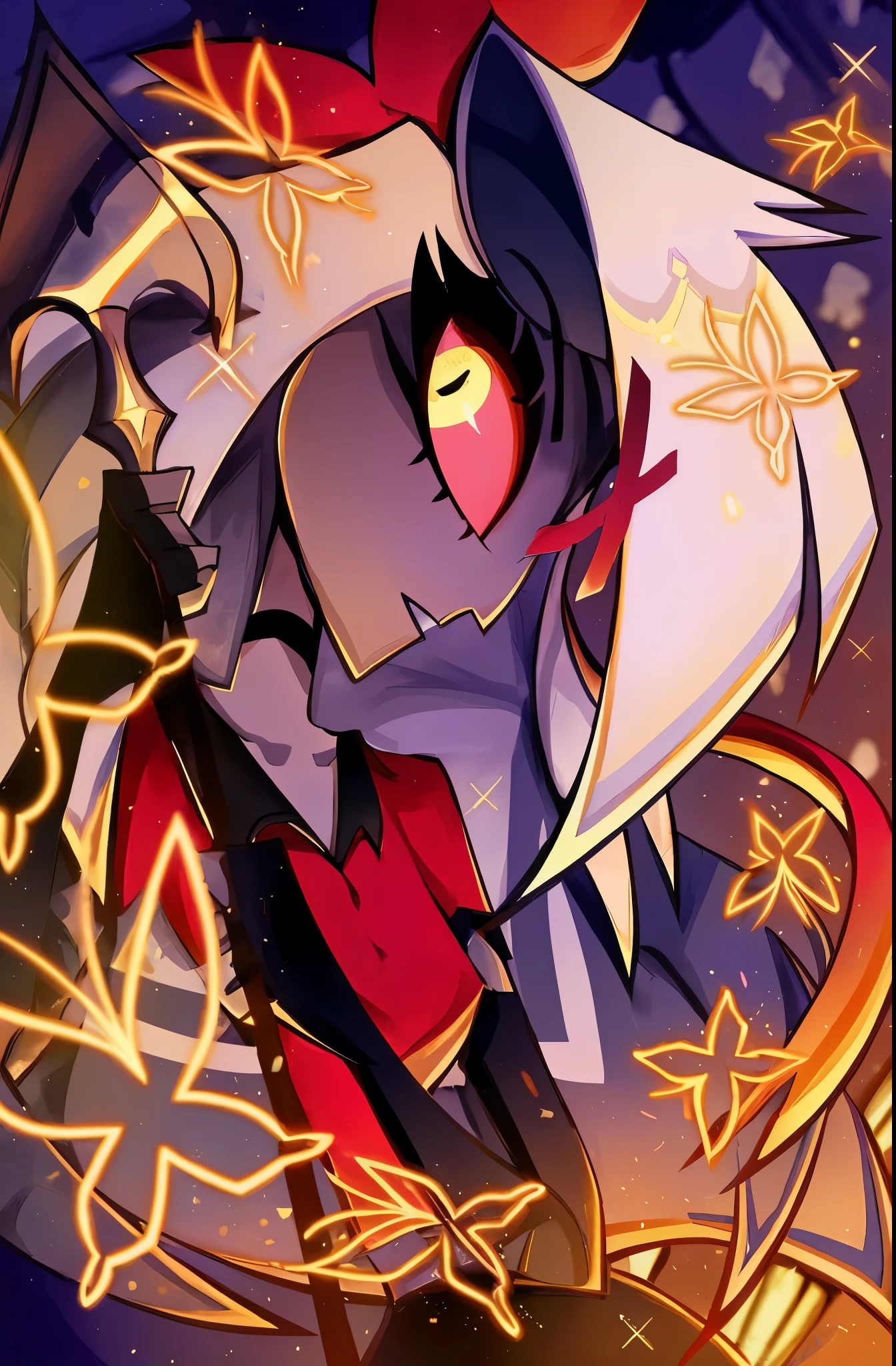 a cartoon picture of a woman with a sword and a star, concept art by Kanbun Master, pixiv contest winner, auto-destructive art, half invoker half megumin, onmyoji detailed art, onmyoji portrait, dapper dream demon, profile picture 1024px, attractive matoi ryuko, official art, official artwork