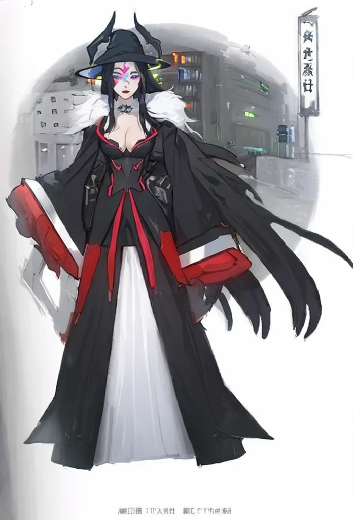 witch,Modern City,Neon street background,Suit skirt