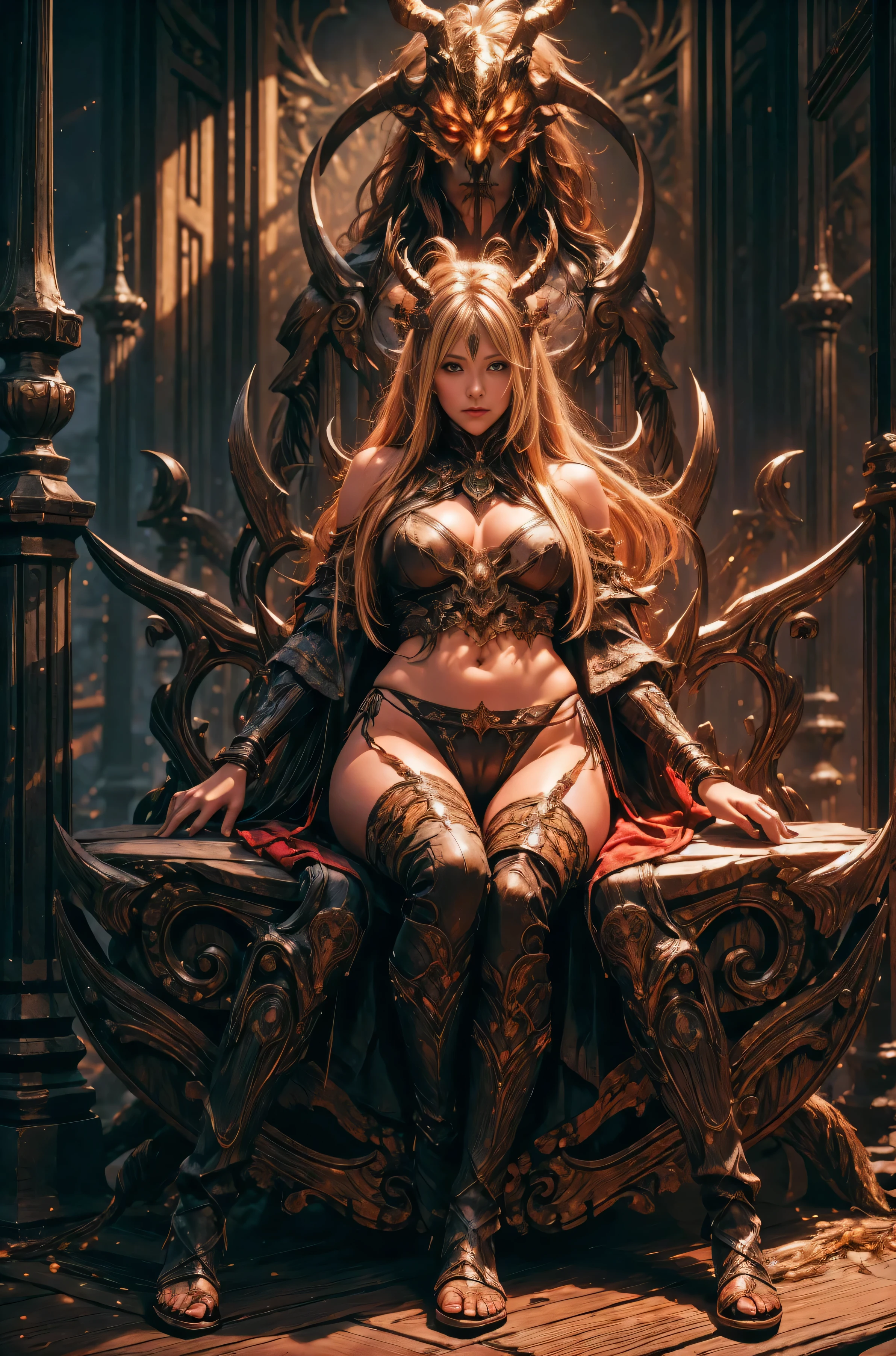 sh4g0d,
girl shaman, woman wearing wood mask, portrait, open legs, legs spread wide open, dark blonde straight hair, see through panties, full body