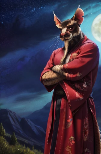 low-angle view,
standing, night, moonlight, clothed, kimono, red kimono, rat tail, red eyes, goatee, brown body, white fur, black fur, bandages, safe,
(master splinter:1.2), looking at viewer, front view, solo, topwear, bottomwear, massive bulge,
BREAK,
by bruteandbrawn, by personalami, by kenket, (intricate, high detail, film photography, soft focus, RAW candid cinema,
photorealism, realistic, photorealistic, analog style, subsurface scattering,
masterpiece, best quality, ultra realistic, 8k)