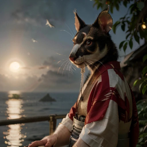 low-angle view,
standing, night, moonlight, clothed, kimono, red kimono, rat tail, red eyes, goatee, brown body, white fur, black fur, bandages, safe,
(master splinter:1.2), looking at viewer, front view, solo, topwear, wearing white fundoshi, massive bulge, detailed bulge, massive pecs,
BREAK,
by bruteandbrawn, by personalami, by kenket, (intricate, high detail, film photography, soft focus, RAW candid cinema,
photorealism, realistic, photorealistic, analog style, subsurface scattering,
masterpiece, best quality, ultra realistic, 8k)