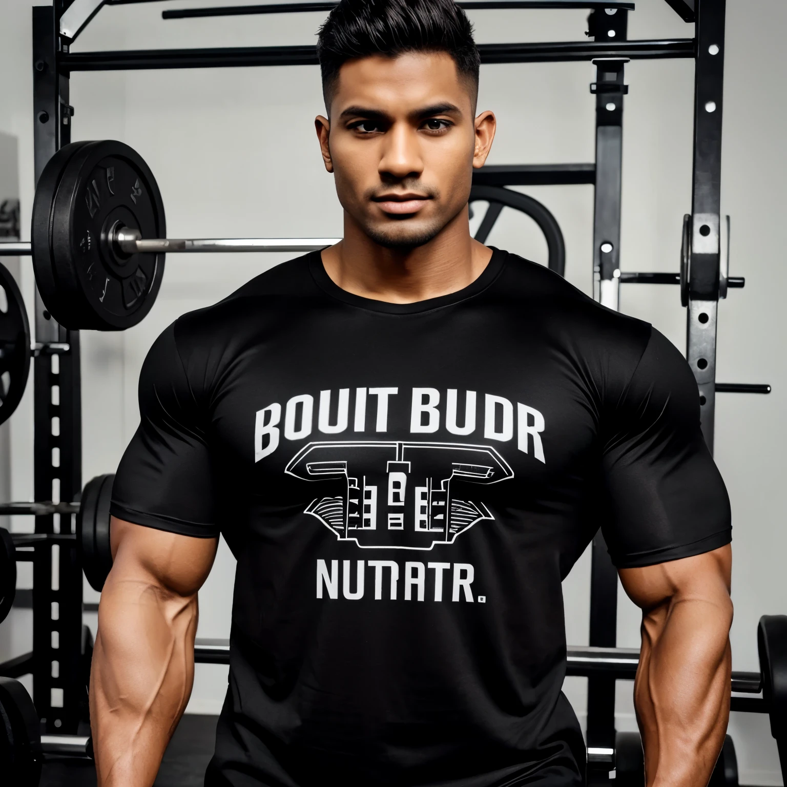 Bodybuilder black tshirt PRINT name "NUTRIKART" on tshirt
