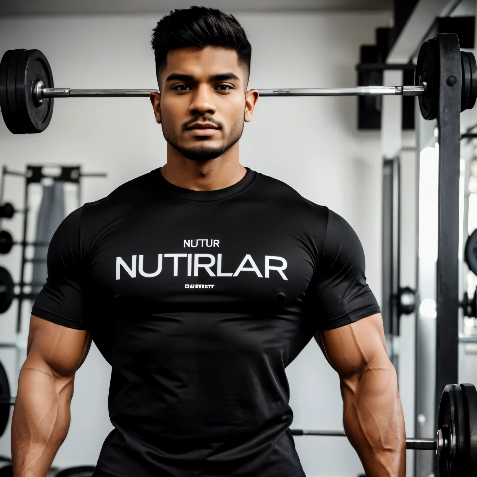 Bodybuilder black tshirt PRINT name "NUTRIKART"  on tshirt