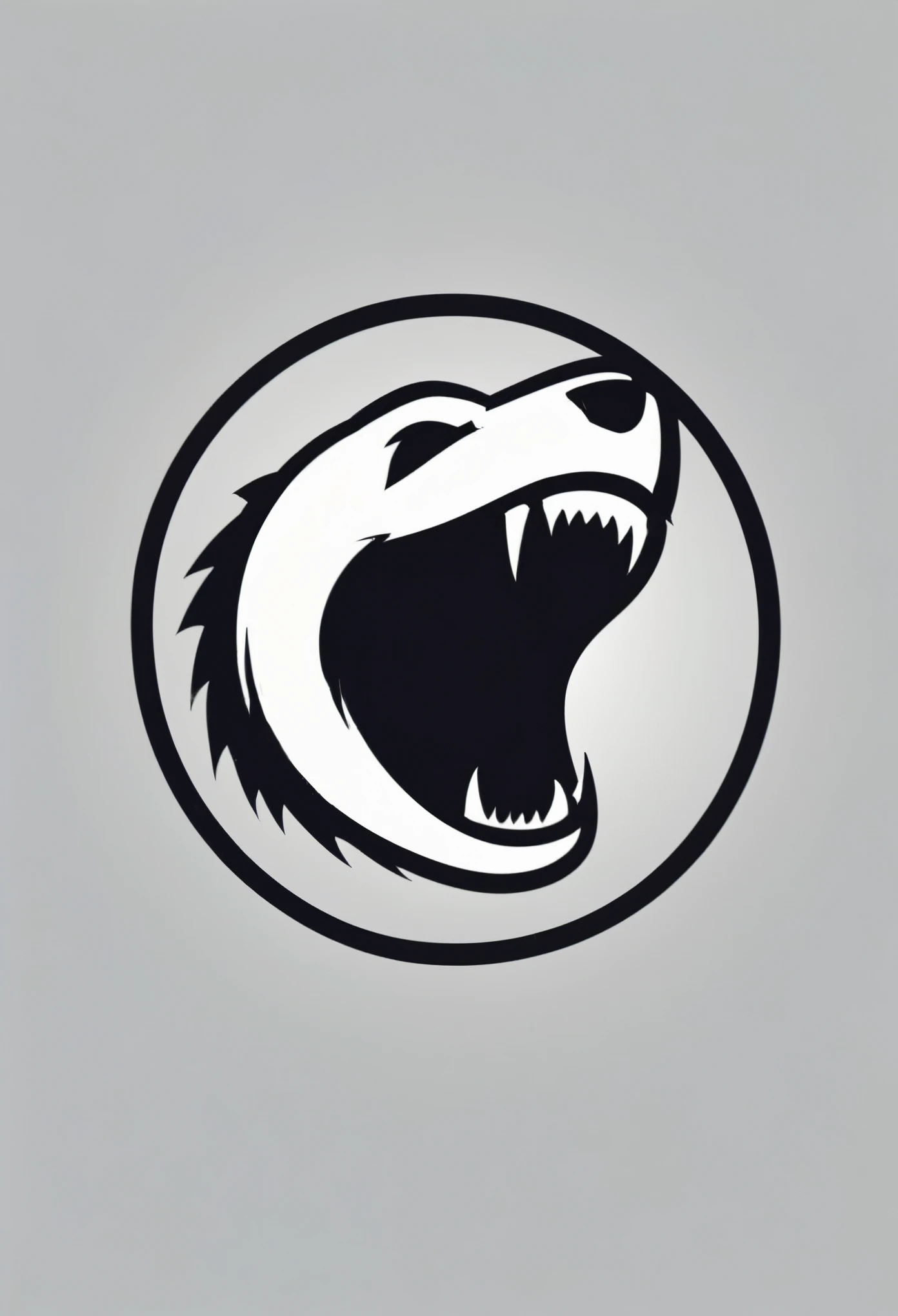 logo, circle, five sharp teeth on top, five sharp teeth on bottom,