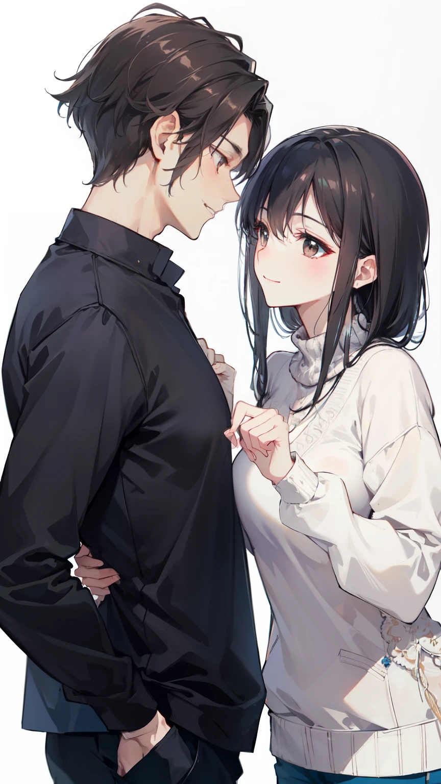 masterpiece, high quality, highres, sketch, rough colors, 1girl, 1boy, 1girl1boy, couple, big breasts, hugging, hug