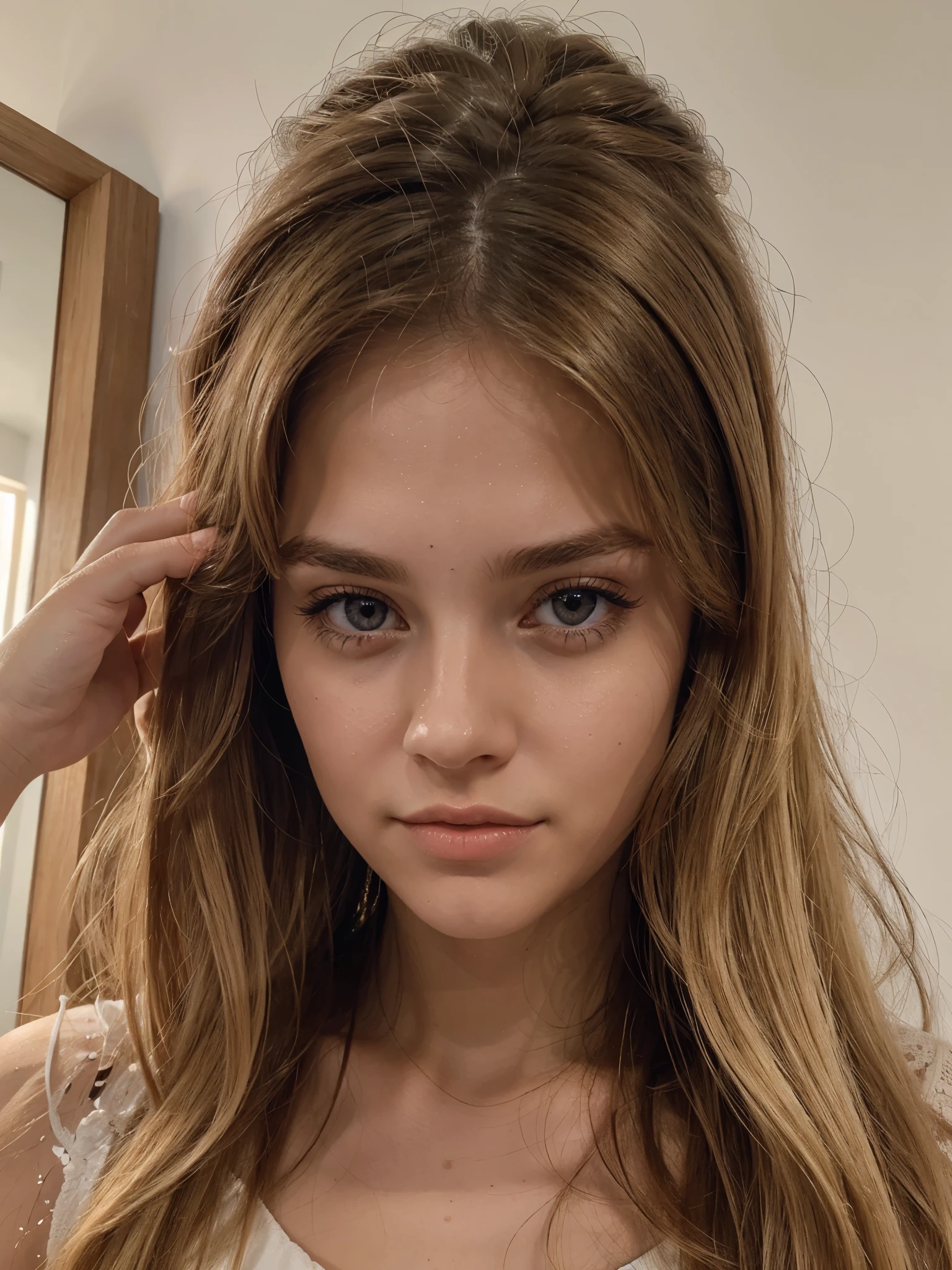 Es una joven extremadamente bella, muy esbelta que mide 1.69 de altura de una tez blanca, She has long, silky honey blonde hair and has bright purple eyes framed by long eyelashes..