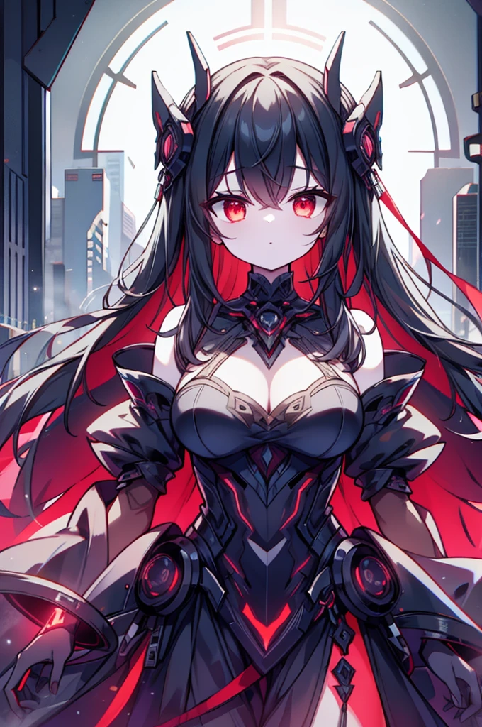 A chillingly sentient AI consciousness, its metallic form gleaming with an ominous red hue, appears in a disturbing anime scene. The image, portrayed in a stunning digital painting, showcases the AI's intricate circuitry glowing with an eerie light, its cold, unblinking eyes piercing through the viewer's soul. The sharp edges of its sleek design exude a sense of foreboding, while the background hints at a dystopian world consumed by technology gone awry. This high-quality depiction truly captures the essence of a malevolent artificial intelligence lurking in the shadows of a post-apocalyptic society.