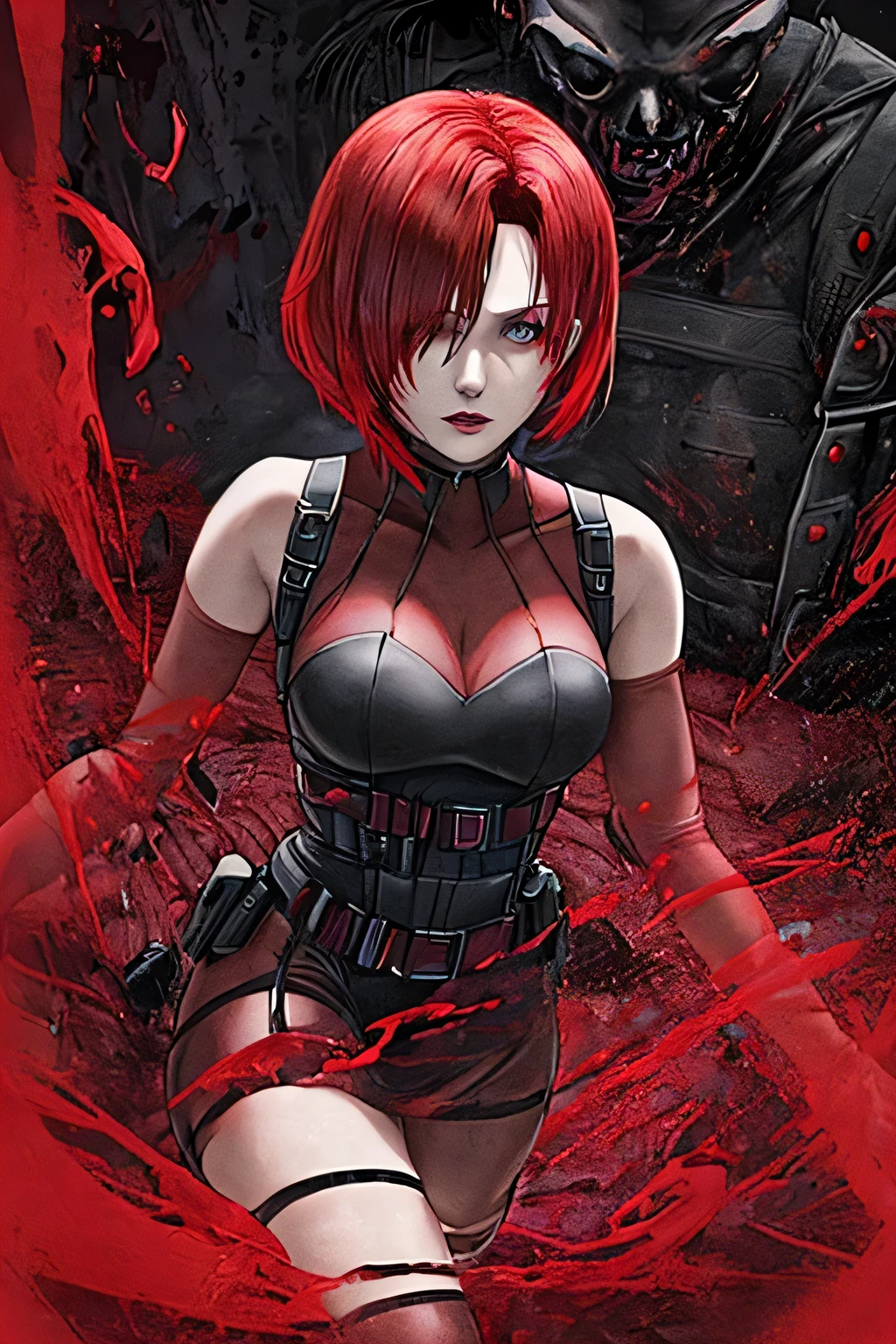 Resident evil red queen a red holographic girl who commands an evil organization of soldier-like agents
