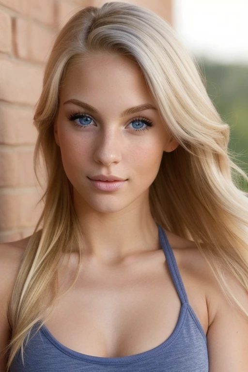 Profile photo. body of an athletic pretty sweet girl 26 years old, blonde (looks shy and relaxed: 1.3), ultra detailed face, beautiful cheekbones, detailed skin, large round blue-gray eyes, . sensual lips in anatomical shape, seductive