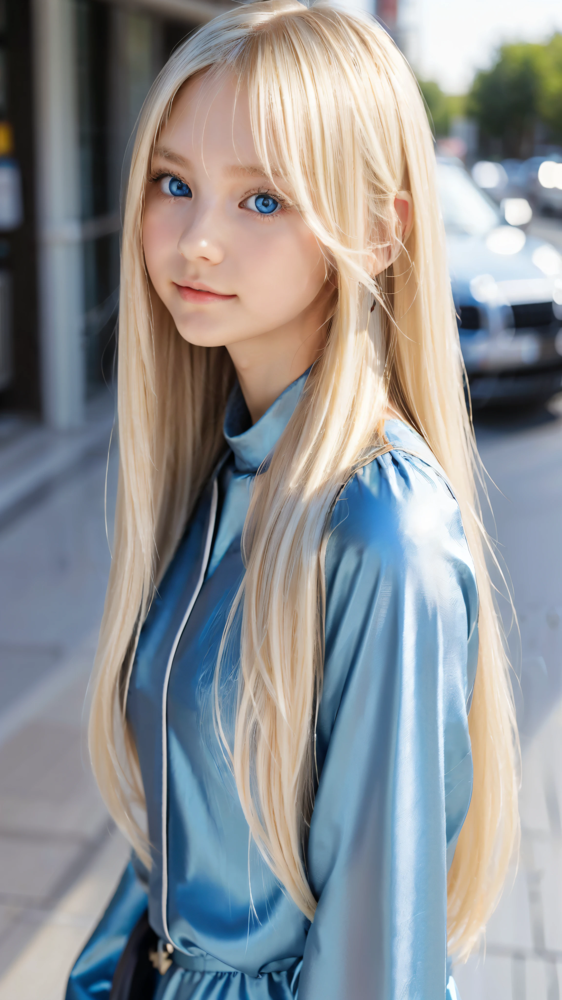 Shining, clear, white skin、Her windblown blonde hair hides her beautiful face、huge、20 years old cute sexy little beautiful face、Beautiful straight hair that stands out、growing up, Sparkling light blue eyes、long silky bangs that cover cute eyes, Sexy and cute young woman with super long hair hiding her sexy face、Super long, natural platinum blonde shiny hair