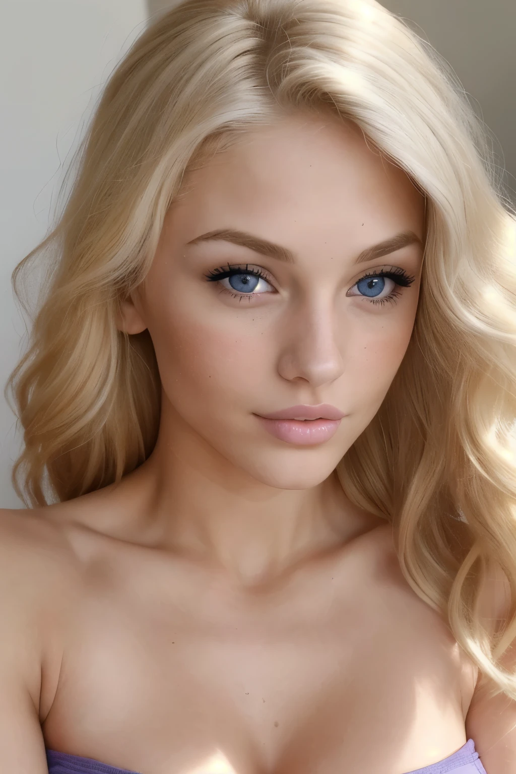 Profile photo. body of an athletic pretty sweet girl 26 years old, blonde (looks shy and relaxed: 1.3), ultra detailed realistic face, beautiful cheekbones, detailed skin, large blue-gray eyes, . sensual lips in anatomical shape, seductive