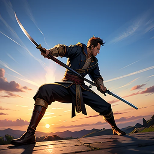 1man, swordsman, lunging