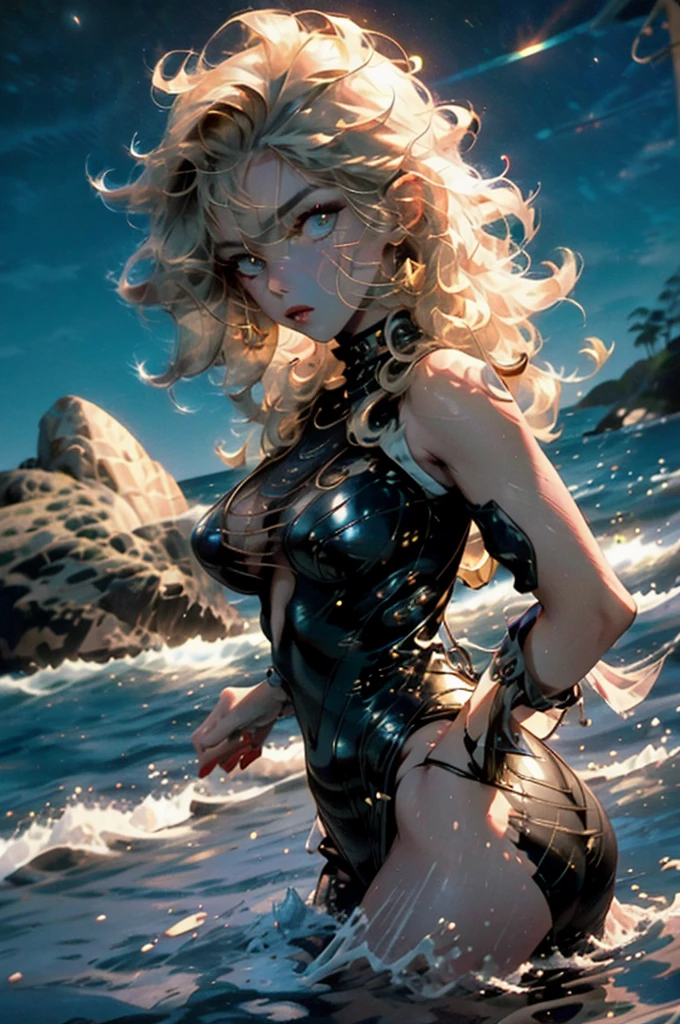 (scifi, horror)"(best quality,4k,highres),
A lovely woman (25, athletic, busty, golden ratio figure, random race, brightly colored hair, dressed appropriate to the scene),awakened rudely [on the beach] (panic and struggle),
A UFO hovers nearby, an neon gelatinous Eldritch tentacle (very large, octopus like, many large tentacles) alien has the woman,
enthusiastically exploring and drawing the woman towards the UFO [otherworldly lights] (damsel abduction),
night time beach,
(ocean) waves crashing loudly, gentle breeze,
reflections on wet sand,
(strong contrast) between darkness and UFO lights,
(long exposure) streaks of light in the night sky,
(moody) atmosphere,
(vibrant colors) with a touch of (cool tones),
(dramatic) shadows and highlights,
(wild, untamed) nature surrounding the beach,
(surreal) and (dreamlike) landscape."