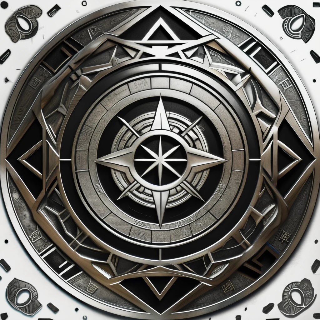Close-up of circle with Chinese text, Central circular composition, Mysterious runes, With star map, Mysterious runes, Complex texture, Bagua formation diagram, Mysterious runesComplex texture, Middle part black and white