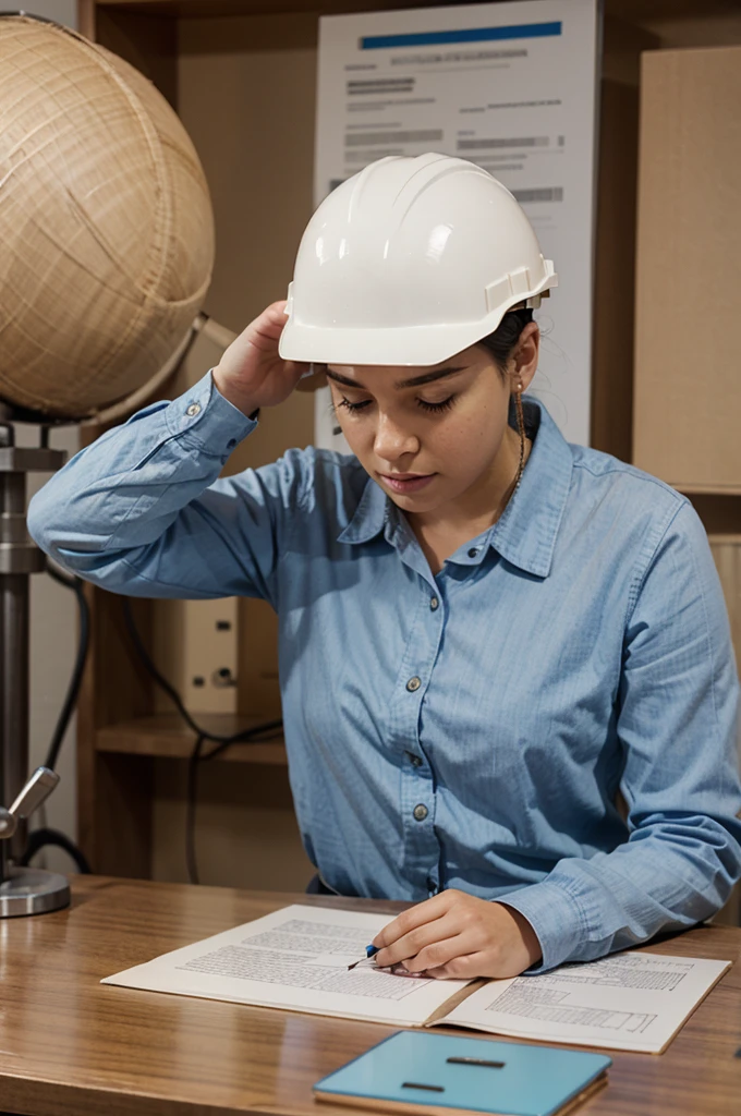 Create an image of an engineer reviewing documents
