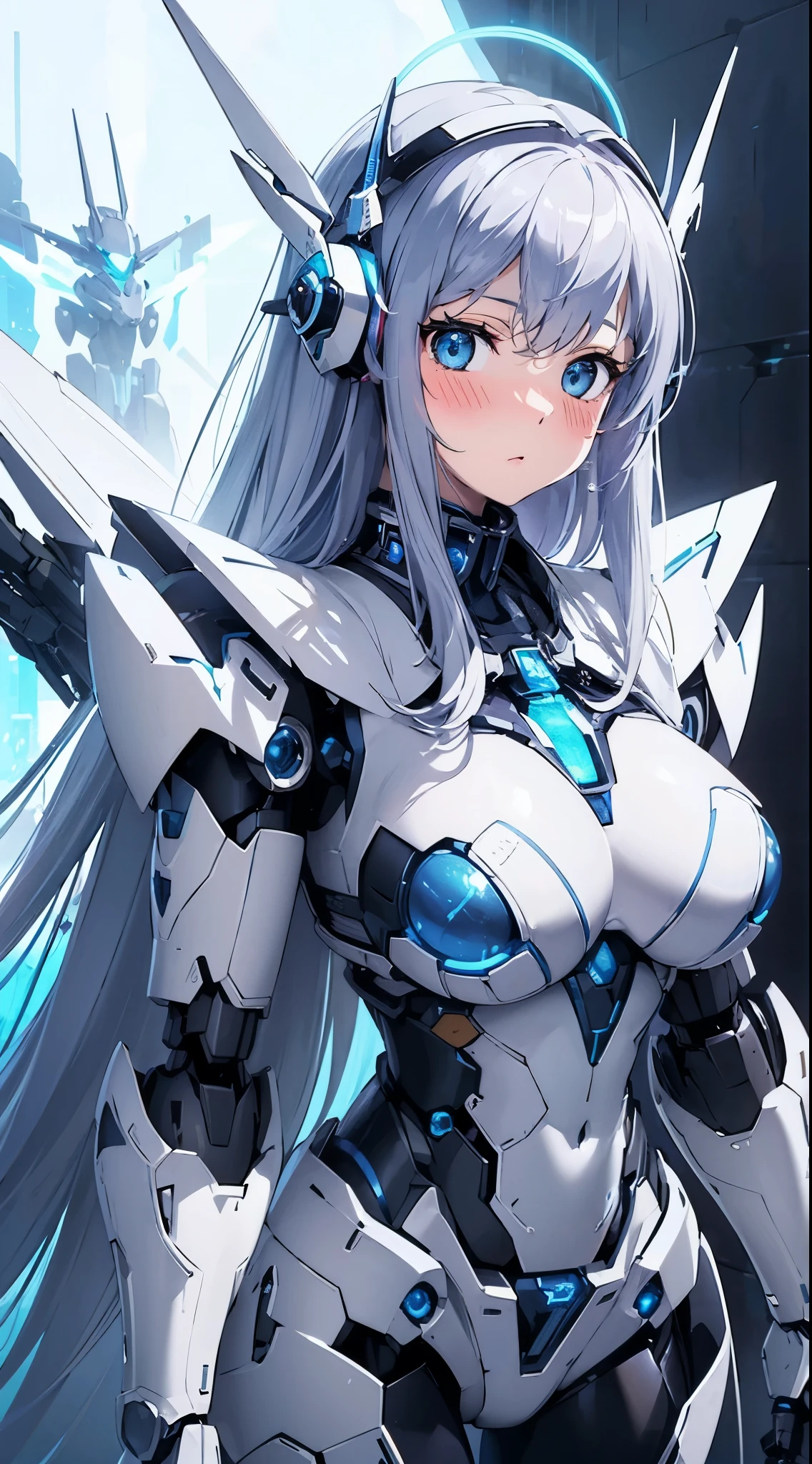 nose blush、Blue shining mechanical eyes