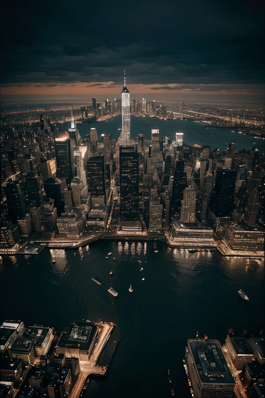 Image of New York City from the sky with a cinematic filter for a rap cover