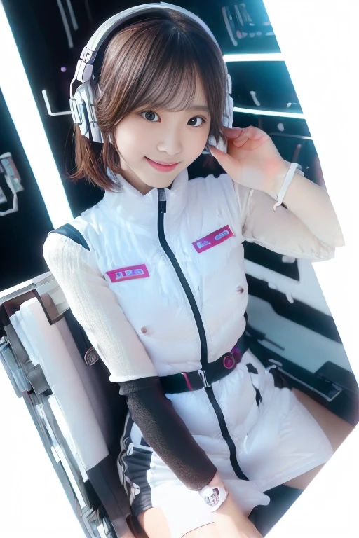 ((NSFW: 1.4)), (acrobatic pose):10,((Detailed face, Professional photography)), ((NSFW, zettai ryouiki, 1 girl)), Ultra-high resolution, (Realistic: 1.4), RAW Photos, highest quality, (PhotoRealistic Stick), concentrated, Soft Light, ((30 years old)), ((Japanese)), (( (Young Face))), (surface), (Depth of written boundary), masterpiece, (Realistic),(inside ISS):3, woman, ,astrovest:2,headphone:2,smartwatch,,bangs, ((1 girl)),(black sleeves):2,(black tights):2,inside spacestation,inside spacecraft,,zero gravity,smile,open leg,blush:1.5,hidden hands,neotech
