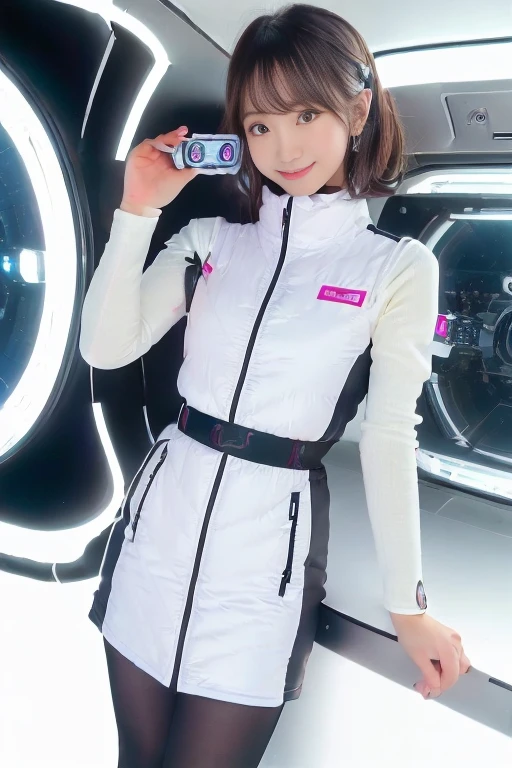 ((NSFW: 1.4)), (acrobatic pose):10,((Detailed face, Professional photography)), ((NSFW, zettai ryouiki, 1 girl)), Ultra-high resolution, (Realistic: 1.4), RAW Photos, highest quality, (PhotoRealistic Stick), concentrated, Soft Light, ((30 years old)), ((Japanese)), (( (Young Face))), (surface), (Depth of written boundary), masterpiece, (Realistic),(inside ISS):3, woman, ,astrovest:2,headphone:2,smartwatch,,bangs, ((1 girl)),(black sleeves):2,(black tights):2,inside spacestation,inside spacecraft,,zero gravity,smile,open leg,blush:1.5,hidden hands,neotech