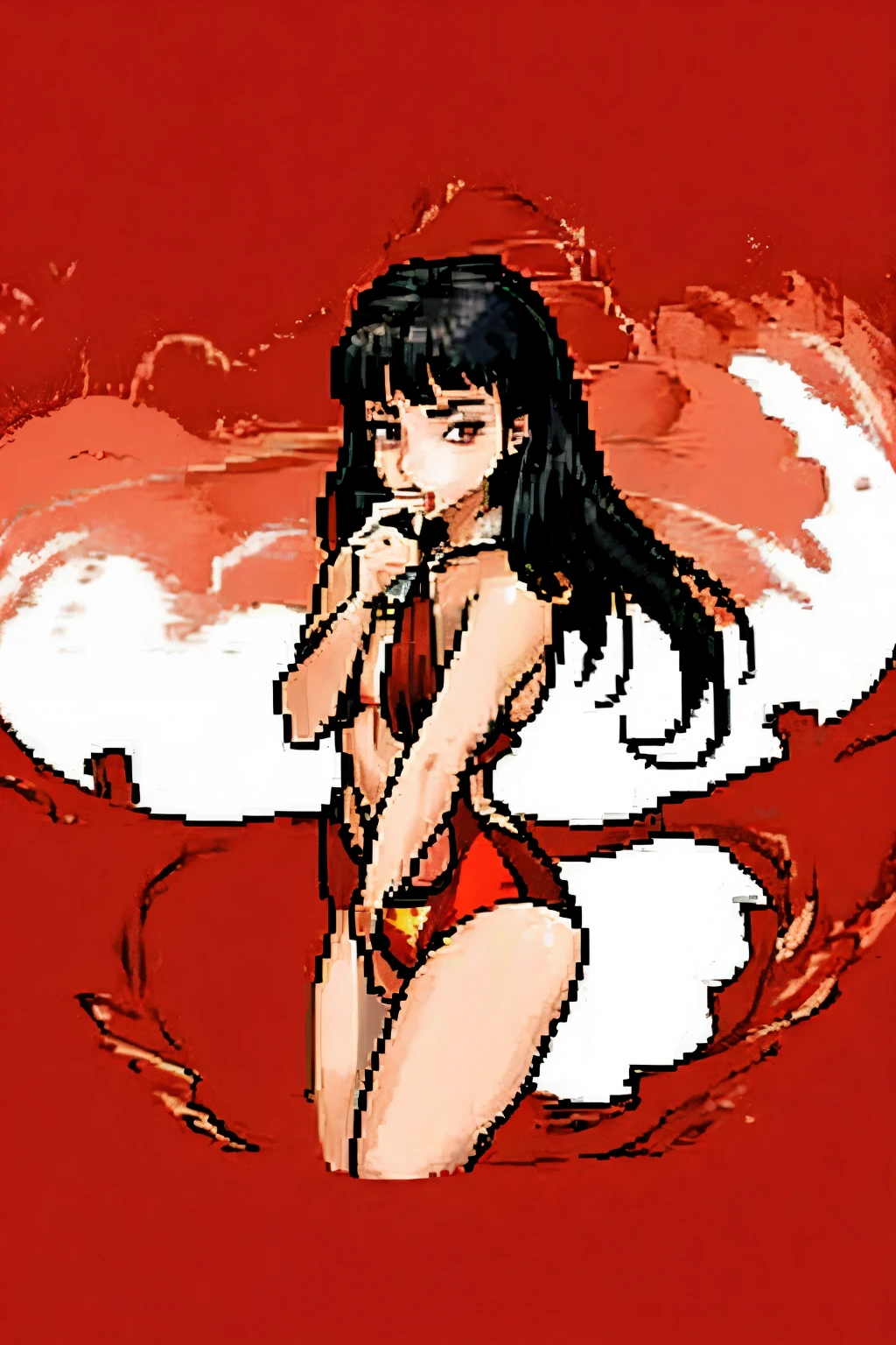 ((best quality)), ((masterpiece)), (detailed), cute vampirella, blowing kiss