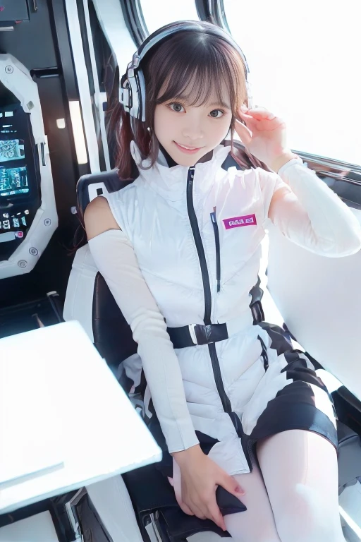 ((NSFW: 1.4)), (acrobatic pose):10,((Detailed face, Professional photography)), ((NSFW, zettai ryouiki, 1 girl)), Ultra-high resolution, (Realistic: 1.4), RAW Photos, highest quality, (PhotoRealistic Stick), concentrated, Soft Light, ((30 years old)), ((Japanese)), (( (Young Face))), (surface), (Depth of written boundary), masterpiece, (Realistic),(inside ISS):3, woman, ,astrovest:2,headphone:2,smartwatch,,bangs, ((1 girl)),(black sleeves):2,(black tights):2,inside spacestation,inside spacecraft,,zero gravity,smile,open leg,blush:1.5,hidden hands,neotech