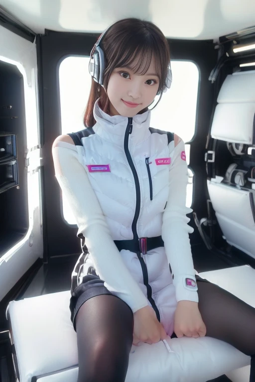 ((NSFW: 1.4)), (acrobatic pose):10,((Detailed face, Professional photography)), ((NSFW, zettai ryouiki, 1 girl)), Ultra-high resolution, (Realistic: 1.4), RAW Photos, highest quality, (PhotoRealistic Stick), concentrated, Soft Light, ((30 years old)), ((Japanese)), (( (Young Face))), (surface), (Depth of written boundary), masterpiece, (Realistic),(inside ISS):3, woman, ,astrovest:2,headphone:2,smartwatch,,bangs, ((1 girl)),(black sleeves):2,(black tights):2,inside spacestation,inside spacecraft,,zero gravity,smile,open leg,blush:1.5,hidden hands,neotech