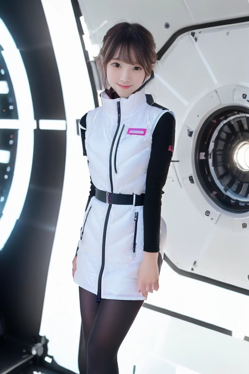 ((NSFW: 1.4)), (acrobatic pose):10,((Detailed face, Professional photography)), ((NSFW, zettai ryouiki, 1 girl)), Ultra-high resolution, (Realistic: 1.4), RAW Photos, highest quality, (PhotoRealistic Stick), concentrated, Soft Light, ((30 years old)), ((Japanese)), (( (Young Face))), (surface), (Depth of written boundary), masterpiece, (Realistic),(inside ISS):3, woman, ,astrovest:2,headphone:2,smartwatch,,bangs, ((1 girl)),(black sleeves):2,(black tights):2,inside spacestation,inside spacecraft,,zero gravity,smile,open leg,blush:1.5,hidden hands,neotech