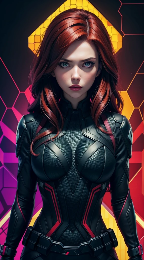 1girl, masterpiece, best quality, 8k, detailed skin texture, detailed cloth texture, beautiful detailed face, intricate details, ultra detailed, portrait of scarlett johansson, Black Widow in the style of the Captain America, full-length body