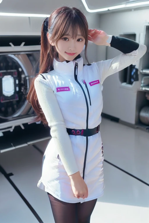 ((NSFW: 1.4)), (acrobatic pose):10,((Detailed face, Professional photography)), ((NSFW, zettai ryouiki, 1 girl)), Ultra-high resolution, (Realistic: 1.4), RAW Photos, highest quality, (PhotoRealistic Stick), concentrated, Soft Light, ((30 years old)), ((Japanese)), (( (Young Face))), (surface), (Depth of written boundary), masterpiece, (Realistic),(inside ISS):3, woman, ,astrovest:2,headphone:2,smartwatch,,bangs, ((1 girl)),(black sleeves):2,(black tights):2,inside spacestation,inside spacecraft,,zero gravity,smile,open leg,blush:1.5,hidden hands,neotech