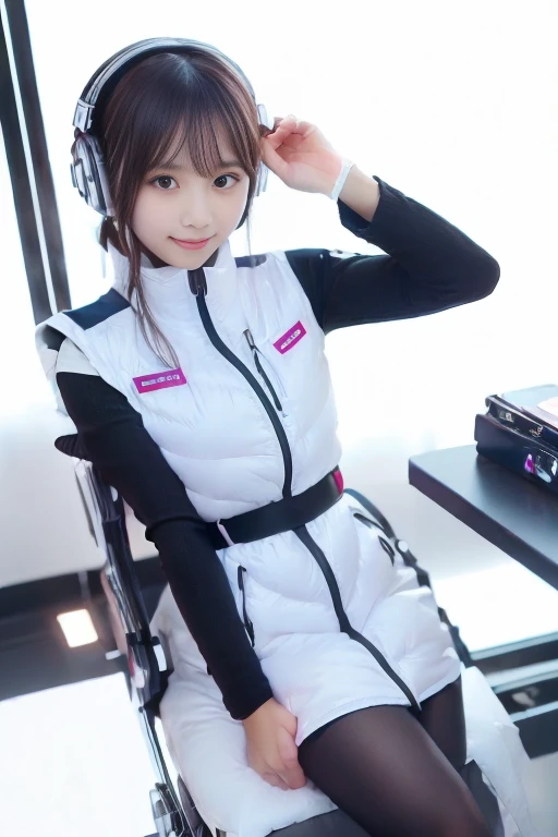 ((NSFW: 1.4)), (acrobatic pose):10,((Detailed face, Professional photography)), ((NSFW, zettai ryouiki, 1 girl)), Ultra-high resolution, (Realistic: 1.4), RAW Photos, highest quality, (PhotoRealistic Stick), concentrated, Soft Light, ((30 years old)), ((Japanese)), (( (Young Face))), (surface), (Depth of written boundary), masterpiece, (Realistic),(inside ISS):3, woman, ,astrovest:2,headphone:2,smartwatch,,bangs, ((1 girl)),(black sleeves):2,(black tights):2,inside spacestation,inside spacecraft,,zero gravity,smile,open leg,blush:1.5,hidden hands,neotech