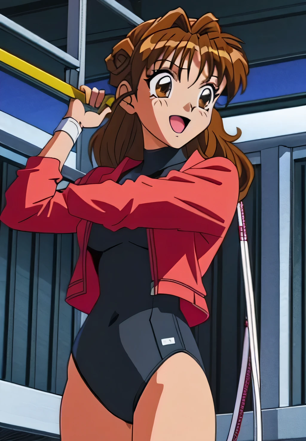 Maron,gym,(((leotard)))、(((leotard))),pupil_Brown,smile,Open your mouth,masterpiece, expensive quality, very_expensive_solve, big_file size, Full Color,