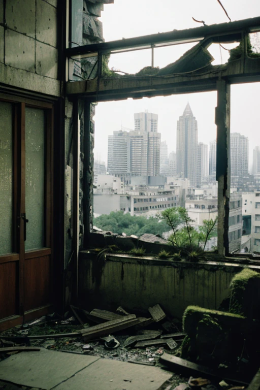 City,moss,Collapse,Devastation,Inside the ruins is narrow,Showa,Glasses,Women,adventure,Black and White,
