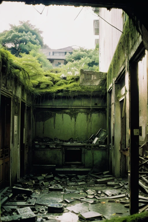 City,moss,Collapse,Devastation,Inside the ruins is narrow,Showa,Glasses,Women,adventure,Black and White,